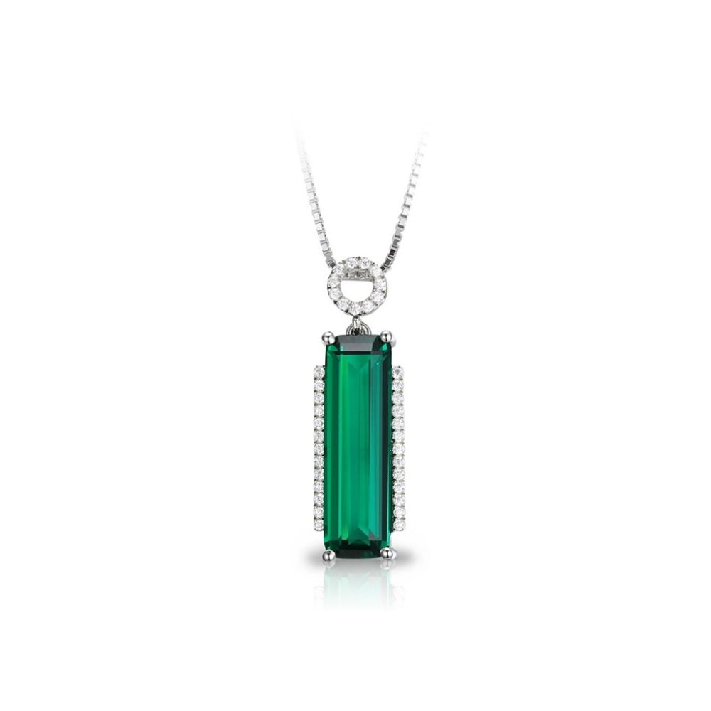 3ct Nano Russian Created Emerald Pendant .925 Ster